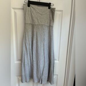 Strapless American Eagle grey and white stripe dress